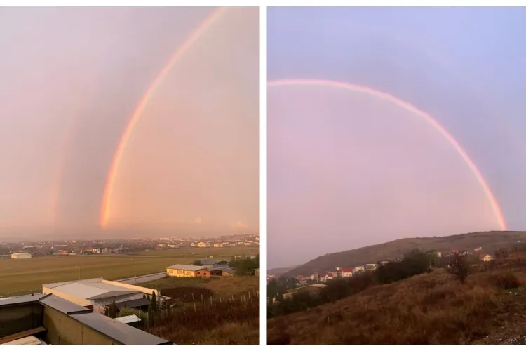 Dublu curcubeu senzațional pe cerul Clujului - VIDEO