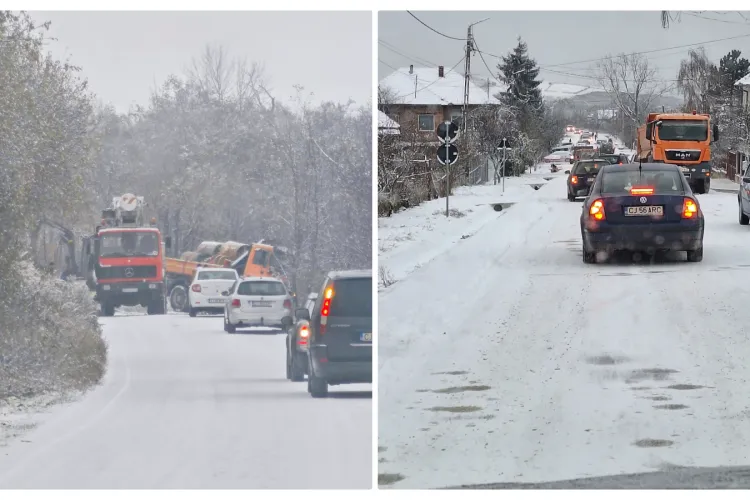 Probleme mari cu zăpada în zona Chinteni (Pădureni, Deușu). Iarna i-a prins pe drumari la căldură - FOTO
