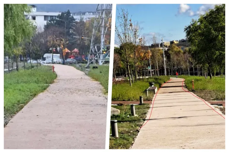 Lucrările de la malurile Someșului, „pe repede înainte”. Clujean: „Poate poate la final o să corecteze acest trotuar, turnat de două ori”