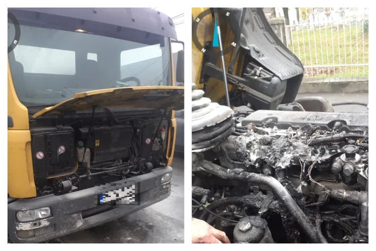 O autoutilitară a luat foc în Turda! Totul ar fi pornit de la o defecțiune la motor - FOTO