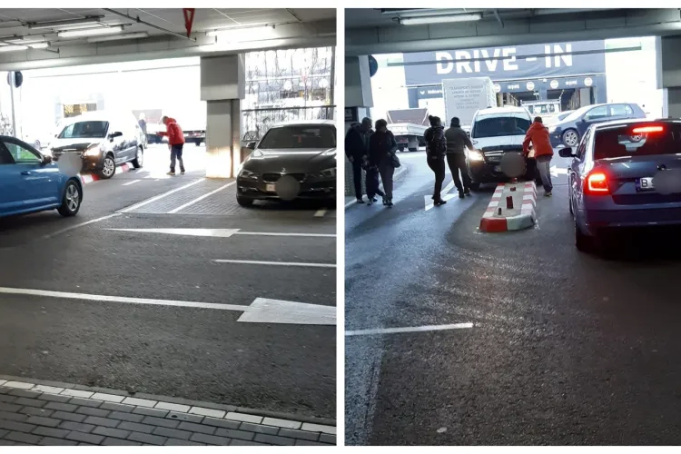 Ce-ai făcut Bobiță? Un șofer clujean a ratat intrarea în parcarea Kaufland - FOTO