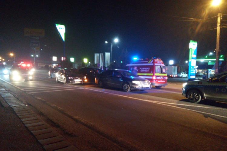 Accident rutier cu patru mașini, petrecut la intrare în municipiul Dej - FOTO