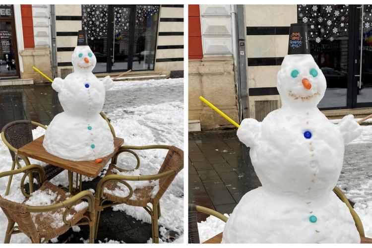 Clujenii iubesc zăpada! Au făcut oameni de zăpadă pe Eroilor - FOTO