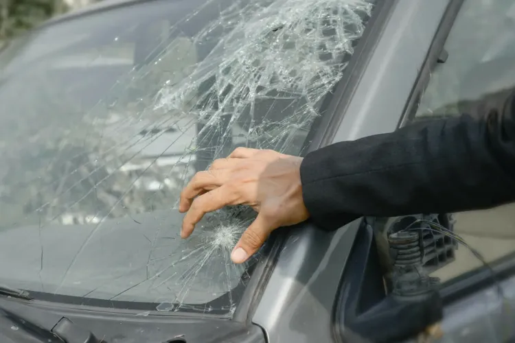 Ghinion chior! Cum s-a ales un clujean cu parbrizul spart în timpul ninsorii de zilele trecute