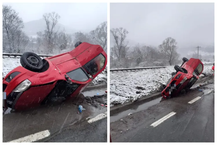 Accident în Bologa! O mașină s-a răsturnat, trei femei evaluate de medici - FOTO