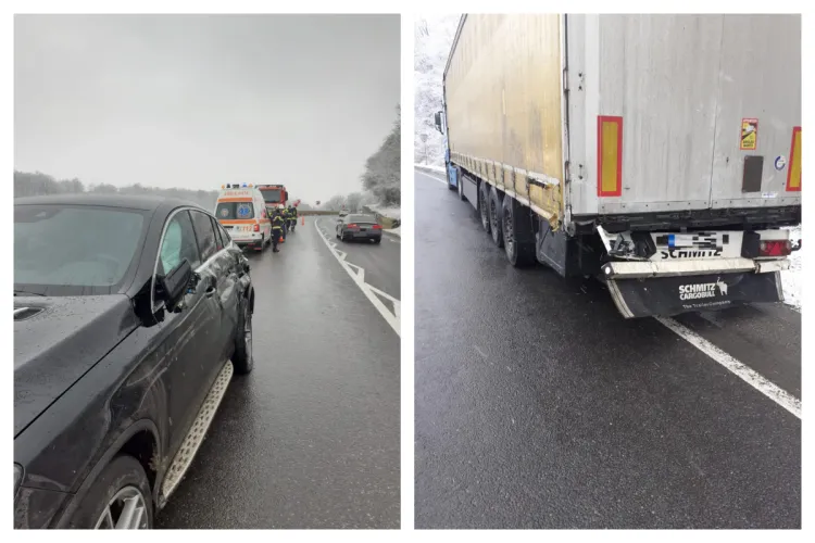 ACCIDENT în Poieni între un tir și o mașină! O femeie evaluată de echipajul SAJ - FOTO