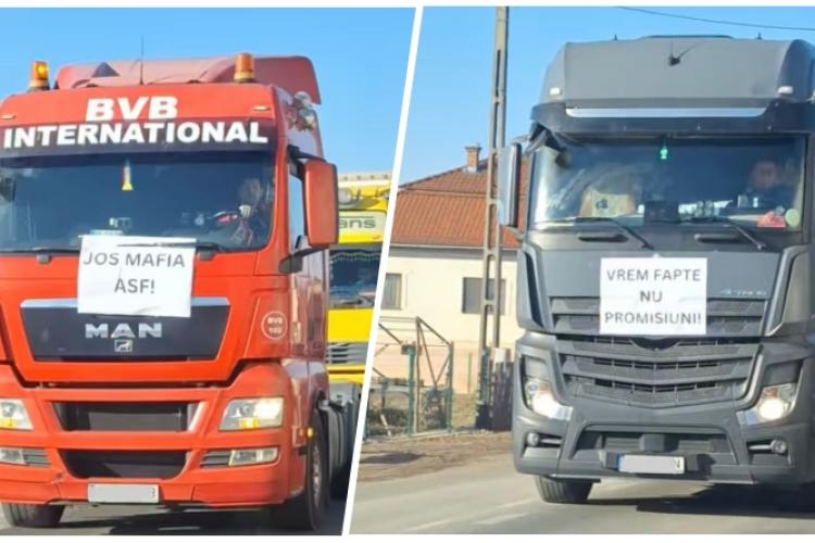 Protest spontan al transportatorilor, în Cluj. Traficul este îngreunat - FOTO și VIDEO