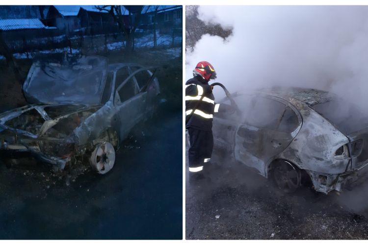 Un autoturism a luat foc în Pâglișa, comuna Dăbâca - FOTO