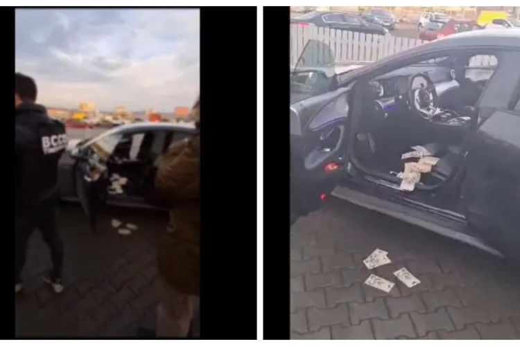 VIDEO - Scene ca în Columbia la Cluj! Au prins un traficant pe un drum public și au zburat banii ca la lăutari