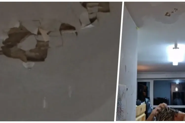 Duș inedit într-o cameră de cămin din Cluj-Napoca! Studenții fac haz de necaz și se spală cu apa care curge din tavan - VIDEO 