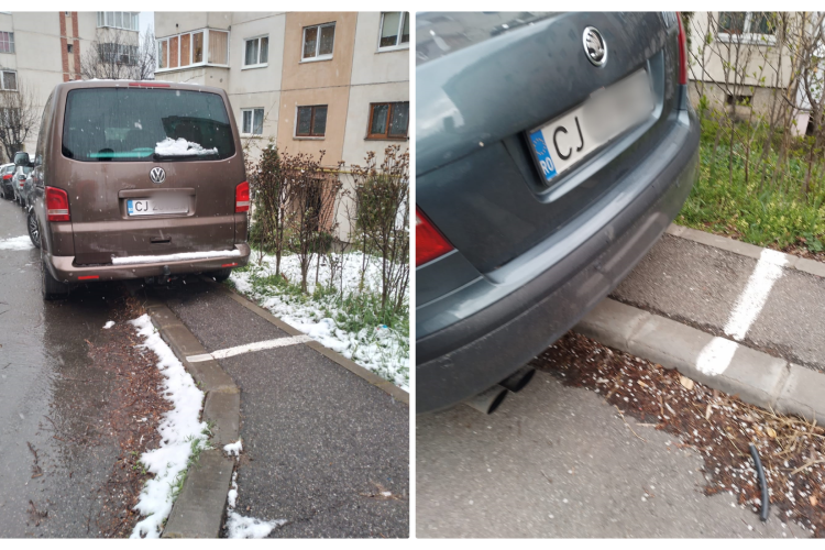 Tupeu sau autorități slabe? Un clujean a vopsit trotuarul și și-a făcut singur o parcare ”fără plată”, fix sub indicator INTERZIS - FOTO