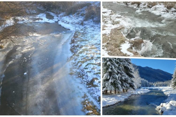 Fenomene periculoase pe râurile și lacurile din Cluj! Apele Române avertizează: ,,Nu traversați pe poduri de gheață/Nu vă aventurați! - FOTO