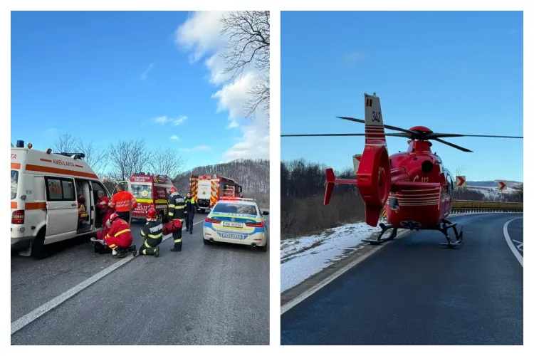 Cluj: Accident GRAV pe DN 1E60! Patru minori sunt consultați de medici, intervine elicopterul SMURD/Traficul este blocat - VIDEO