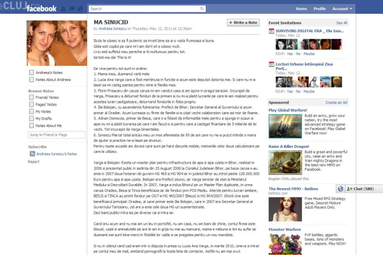 O romanca si-a anuntat sinuciderea pe Facebook! VEZI MESAJUL