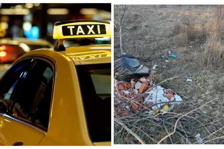 Taximetrist clujean, obligat să curețe gunoaiele de pe un câmp! A fost și amendat - FOTO