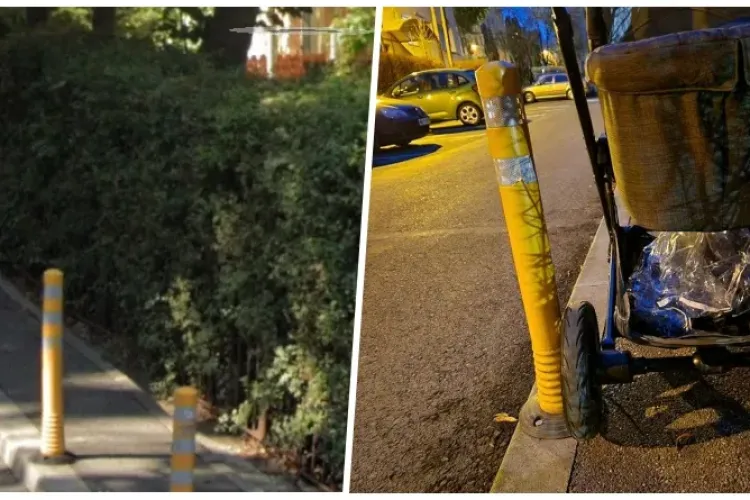 ,,Ați redat minitrotuarul pietonilor, dar nu și părinților”- Stâlpișorii montați pe o stradă din Mănăștur împiedică accesul cu cărucioare pe trotuar
