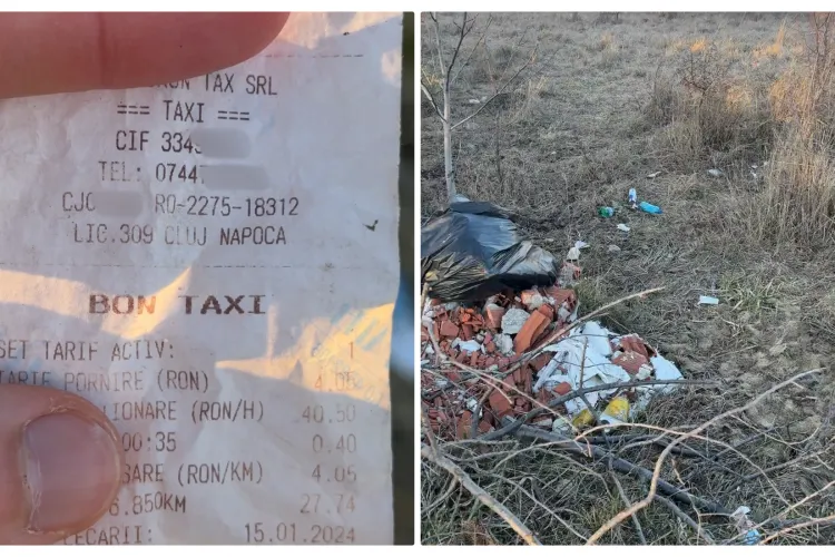 Morman de gunoi aruncat pe o stradă din Cluj! Suspect este un taximetrist, care a lăsat urme în zonă - VIDEO