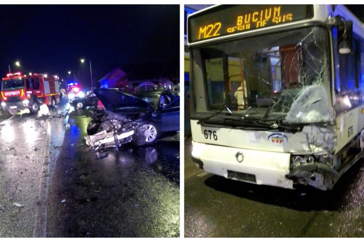 Accident în Florești cu două mașini și un autobuz - Galerie FOTO