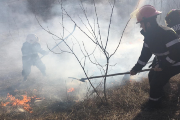 Incendiu în localitatea Iara! Au ars 3 hectare de vegetație uscată