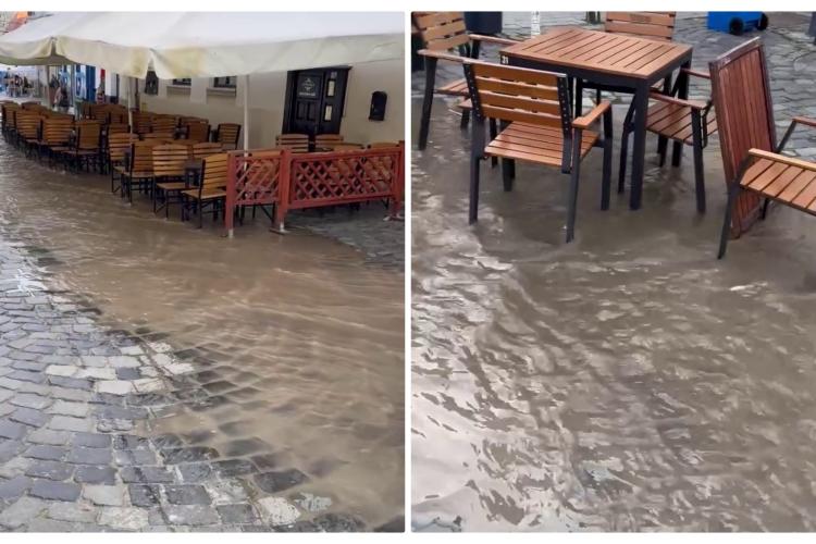Inundație nouă în Piața Muzeului: ”S-a spart conducta și nu pot trece strada!” - VIDEO