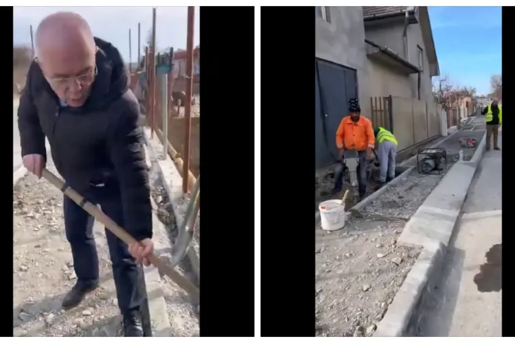 Emil Boc a ajuns pălmaș pe un șantier din Cluj-Napoca! Oare mai prind în 2024 aceste demonstrații populiste - VIDEO