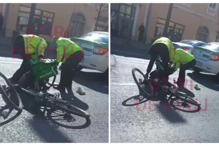 Un curier Bolt a fost încătușat în fața fast-food-ului Rosa, din Sora Shopping Center - VIDEO EXCLUSIV