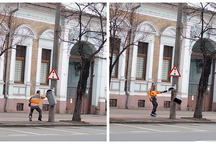 ”A vandalizat coșuri de gunoi și trotinete pe Dorobanților” - Scene incredibile în centrul Clujului - FOTO