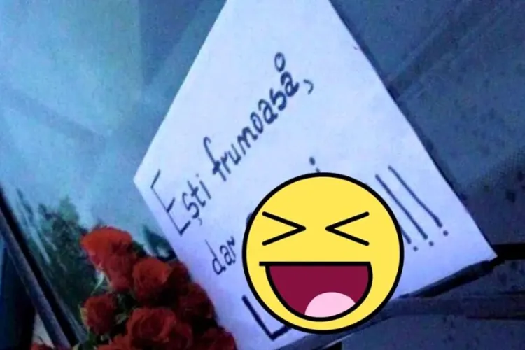 Biletul găsit de o șoferiță pe parbrizul mașinii după o manevră în trafic. A sesizat o problemă fără ”a crea tensiuni sau a jigni pe cineva” - FOTO