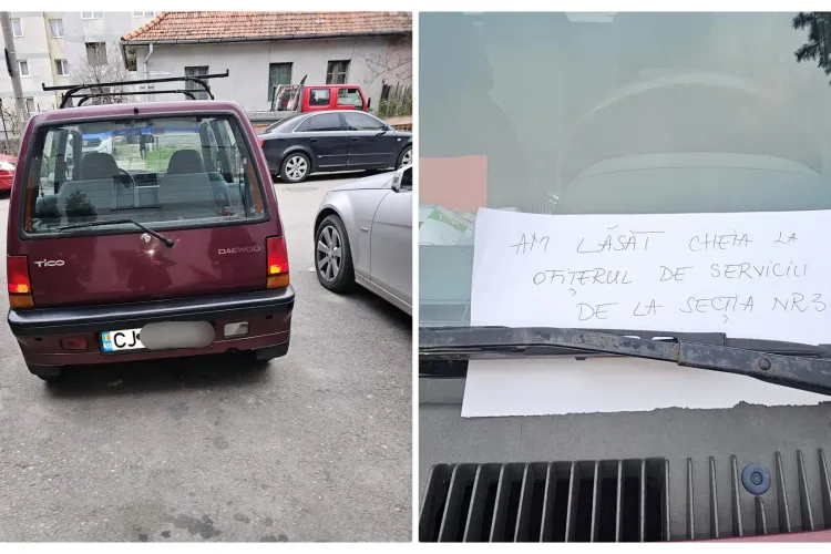 Un șofer grăbit a fost salvat de o clujeancă cu obraz! Cheile sunt la Secția 3 Poliție - FOTO