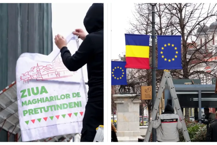 Steagul românesc a fost dat jos din centrul Clujului pentru Ziua Maghiarilor de Pretutindeni - VIDEO
