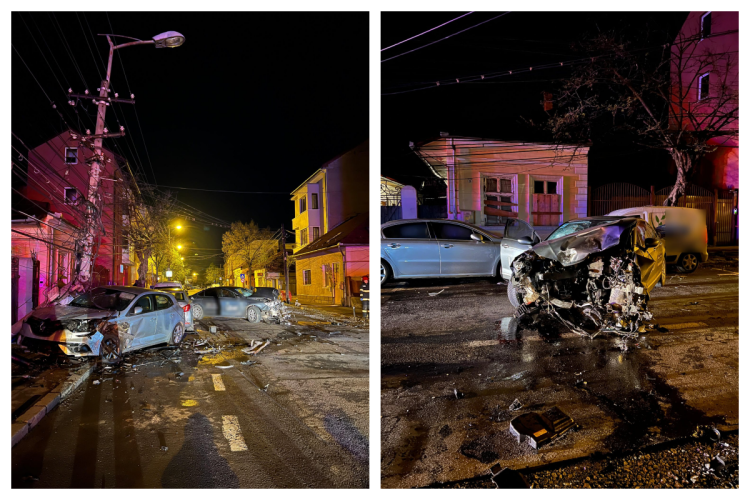 Cluj: ACCIDENT pe strada Decebal! Patru mașini făcute praf din cauza unui șofer beat - FOTO