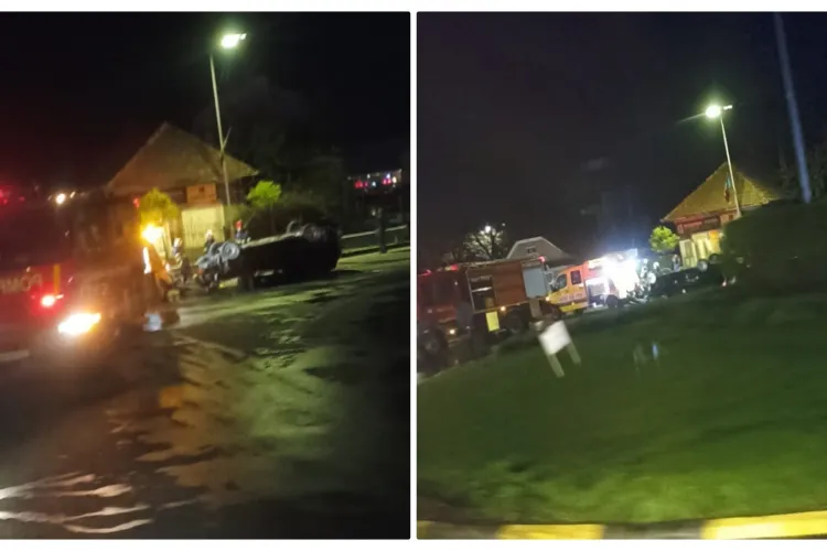 Un șofer beat a făcut prăpăd în Florești! S-a răsturnat și a avut nevoie de ajutor - FOTO