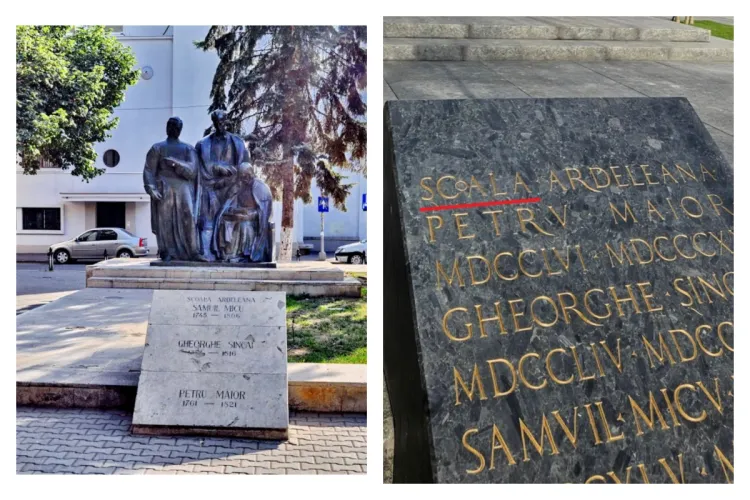 Cum explică experții presupusele „greșeli” inscripționate pe plăcuța Grupului Statuar „Școala Ardeleană”: „Este o practică frecvent întâlnită”
