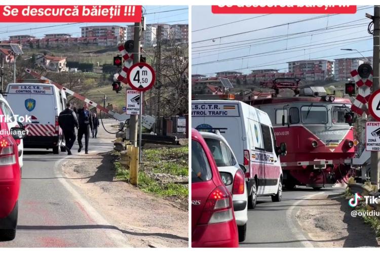 O altă mașină a unei instituții publice din Cluj era să fie lovită de tren: ”Mie pentru așa ceva îmi luau permisul 90 de zile” - VIDEO
