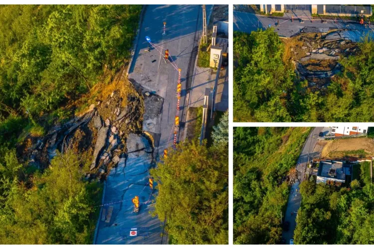  Alunecare de teren masivă în Cluj-Napoca. Imagini cu alunecarea de teren de pe strada Uliului - FOTO