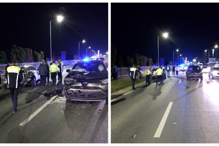 Accident în Florești! Sunt patru mașini avariate și una răsturnată - FOTO