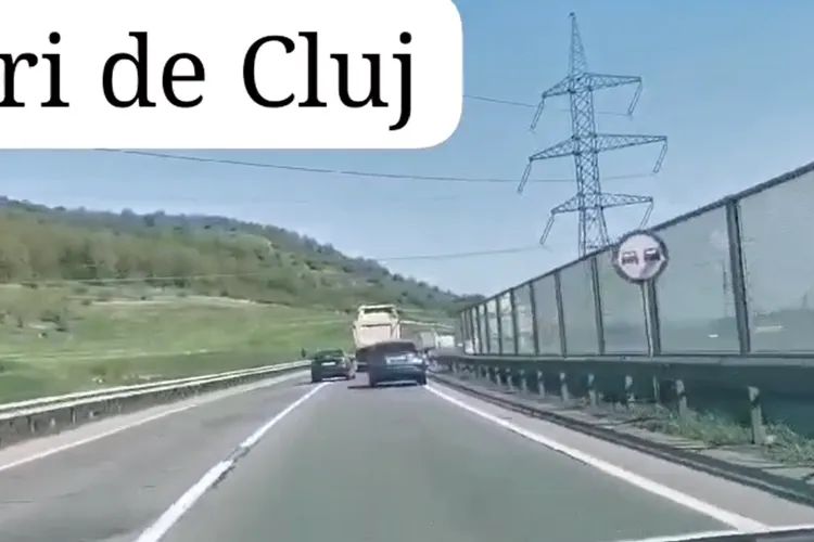 Un șofer inconștient face slalom pe centura Apahida. Depășește pe linie continuă și doar norocul îl scapă de accident!- VIDEO
