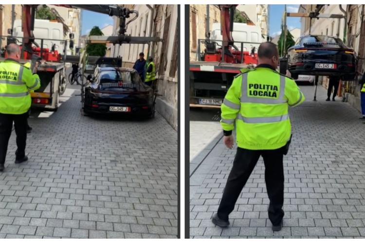 Cluj - Un Porsche de 200.000 de euro a fost ridicat de Poliția Locală. Cum s-a făcut dreptate - VIDEO