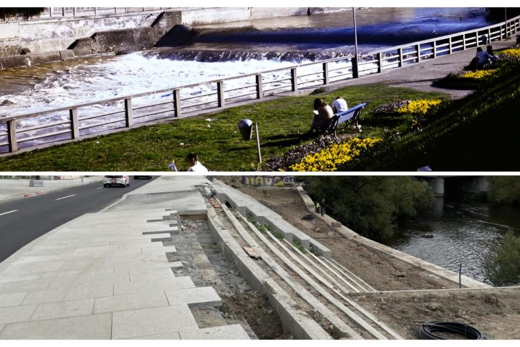 Cum arăta malul Someșului în anii 80. Acum totul e beton și granit. Iarba nu mai e dorită la Cluj - FOTO