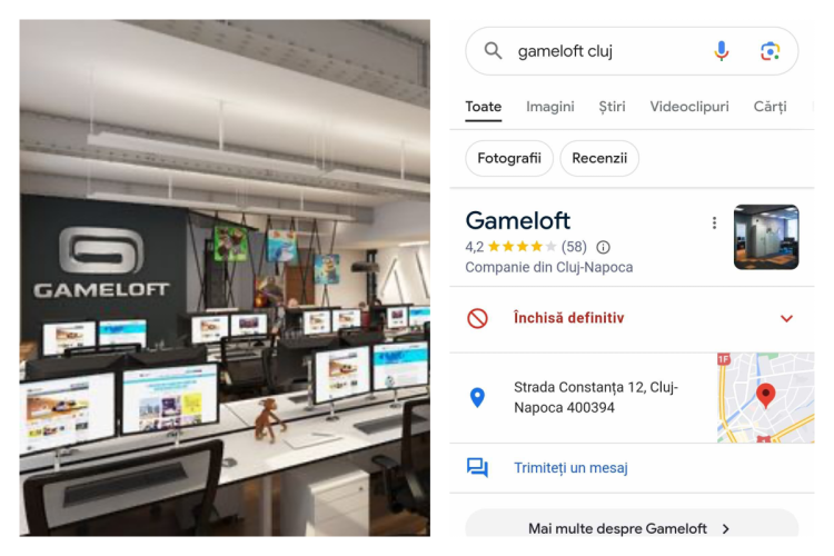 Sediul companiei Gameloft Cluj apare pe Google ca fiind închis DEFINITIV, la scurt timp după ce compania a anunțat că dă afară două sute de angajați