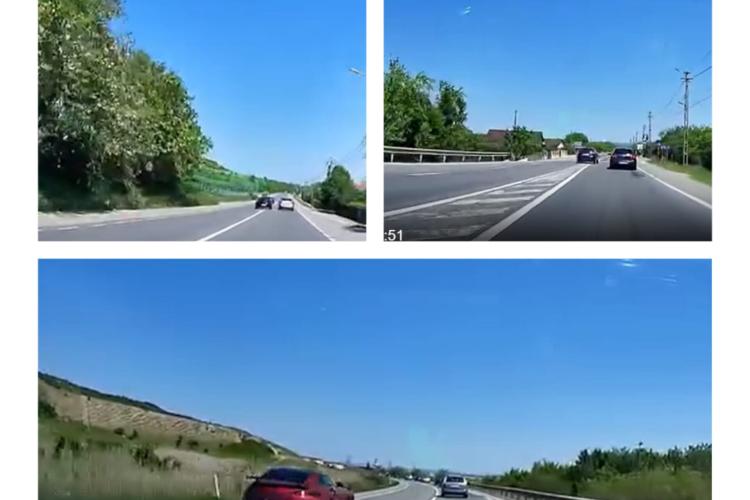 ”Drumul morții” Cluj-Gherla. Trei șoferi la rând au intrat în depășiri periculoase în doar 20 de minute, primii doi fiind la un pas de impact frontal-VIDEO
