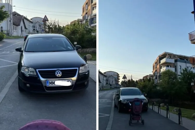 Tupeu incredibil al unui șofer! A reușit să blocheze deodată și trotuarul și stația de autobuz pe linia 18 din Cluj-Napoca -FOTO 