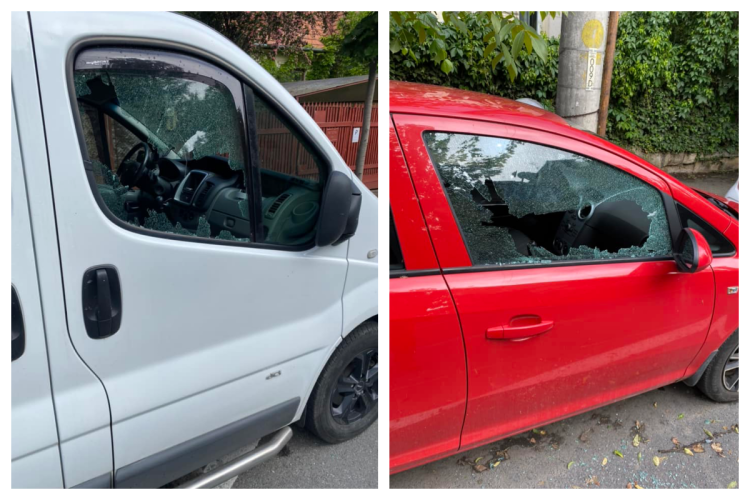 Mașini vandalizate pe o stradă din Cluj! Șoferii și-au găsit automobilele cu geamurile sparte: „Care zicea că nu îi Clujul plin de animale?”
