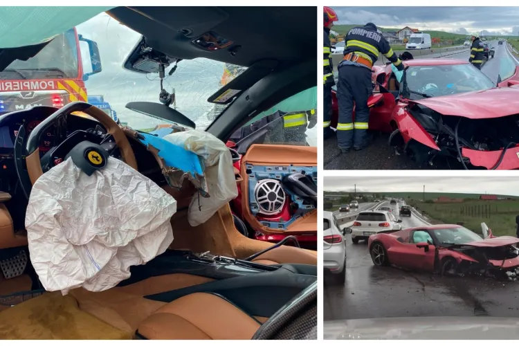 Ferrari -ul distrus între Cluj și Turda este DAUNĂ TOTALĂ. Șoferul e un milionar discret - FOTO