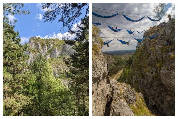 Locul UNIC din România unde poți sta în hamac, între stânci, la o altitudine de 200 de metri. E o experiență uimitoare!