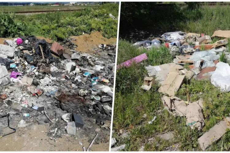 Nesimțirea nu mai are limite la Cluj! Un câmp a fost împânzit de sticlă spartă, moloz și gunoaie arse: ,,Nu vă enervați prea tare”
