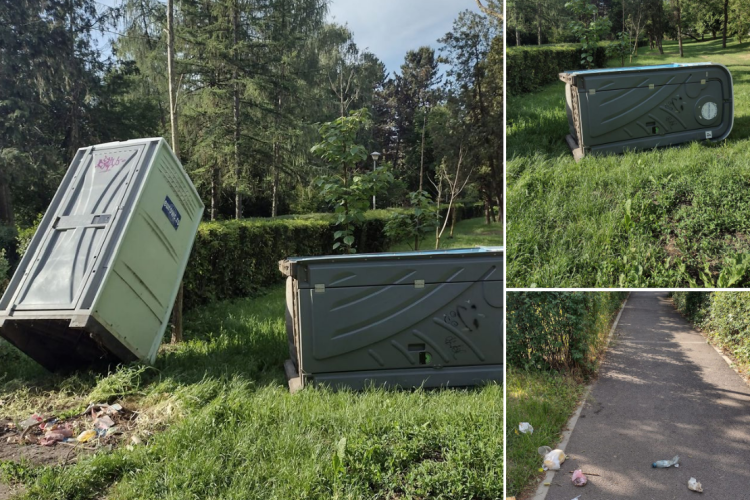 Vandalism în parcul Detunata din Cluj: WC-uri distruse, gunoaie peste tot/ ”A fost meci de fotbal în cartier. Ce frumos fac suporterii, bravo lor!”