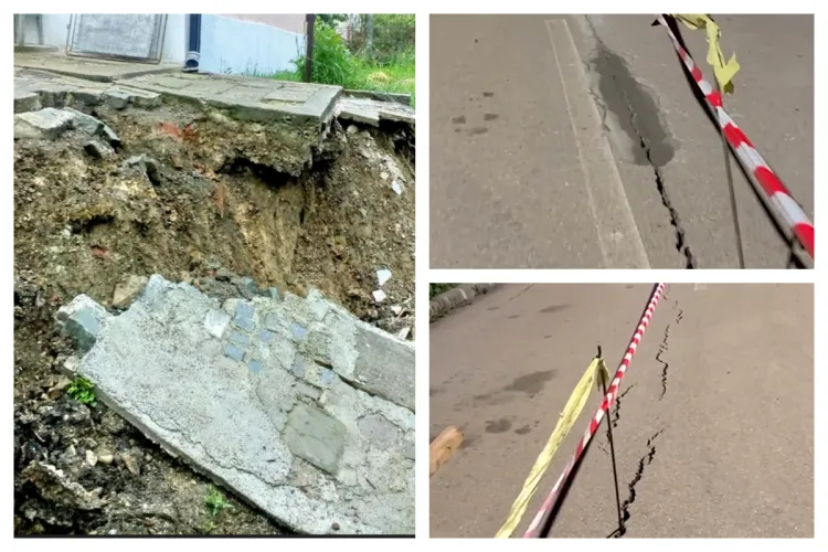 Dealurile Clujului, împânzite de blocuri în ultimii ani, o iau la vale unul după altul: Tot dealul ăsta e în stare de alunecare. Ăsta a fost teren agricol