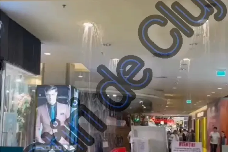 Tavanul unui MALL din Cluj s-a prăbușit, în urma inundațiilor! Video cu momentul în care tavanul a cedat sub presiunea apei VIDEO