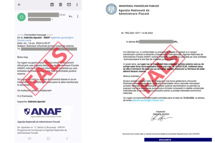 Alertă ANAF: O nouă tehnică de înșelăciune, de pe o adresă care pare a ANAF: Mesaje false, solicită informații confidențiale de la contribuabili